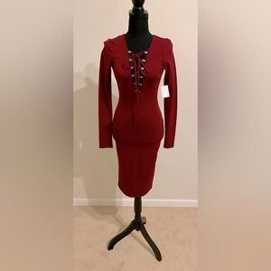 Red/black dress. Below the knee. Size XS